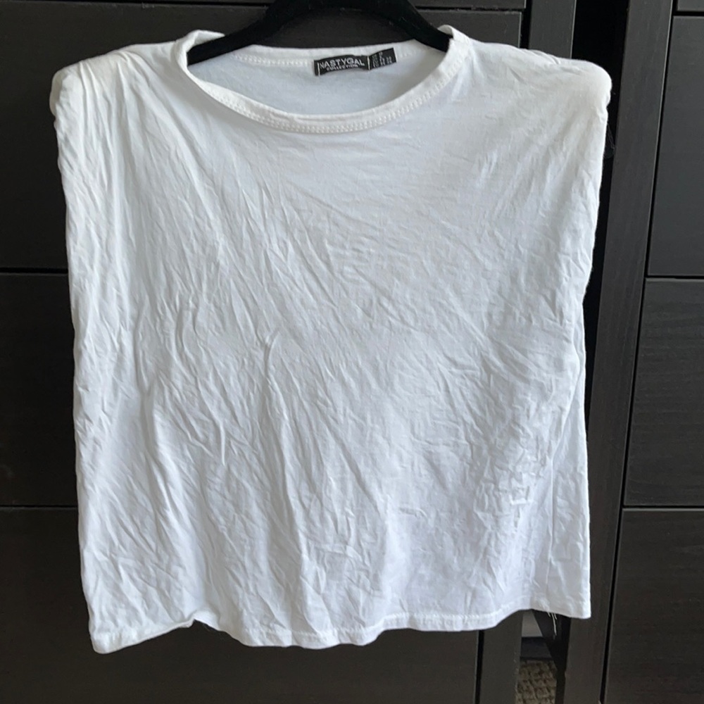 Nasty gal white tank with shoulder pads